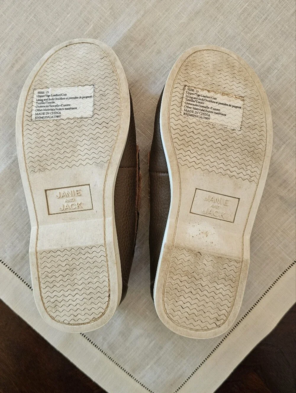 Janie and Jack Brown Leather Boat Shoes Sz 13